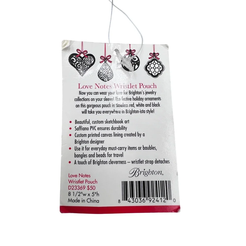 Brighton Wristlet Pouch NEW‎ Small Black New Love Notes Holiday Ornament Art